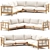 Modern Eucalyptus Wood Sofa Set 3D model small image 1