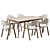 Gray Linen Dining Chair Set 3D model small image 3