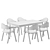 Gray Linen Dining Chair Set 3D model small image 7