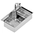 Steel Kitchen Sink with Drain 3D model small image 1