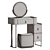 E-MALL Glass Dressing Table Set 3D model small image 5