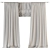 Contrasting Stitch Linen Curtains 3D model small image 4