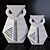 Geometric Metal Owl Sculptures 3D model small image 5