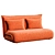 Foldable Corduroy Sofa Bed - Copper 3D model small image 1