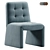 Hank Velvet Dining Chair, Light Blue 3D model small image 1