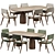 Modern Wood Dining Set 152 3D model small image 1