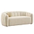 Vintage Channel-Tufted Deco Loveseat 3D model small image 2