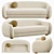 Plush Boucle Loveseat in Ivory 3D model small image 1