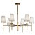 Elegant Brass Chandelier with Linen Shades 3D model small image 1