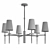 Elegant Brass Chandelier with Linen Shades 3D model small image 4