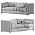 Striped Pull-Out Sofa Bed 3D model small image 6