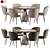 Modern Marble Top Dining Set 3D model small image 1