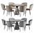 Modern Marble Top Dining Set 3D model small image 5