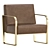 Luxury Leather Brass Armchair 3D model small image 2