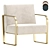 Luxury Leather Brass Armchair 3D model small image 3