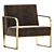 Luxury Leather Brass Armchair 3D model small image 4