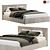 Modern Upholstered Square Headboard Bed 3D model small image 1