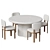 Modern Concrete Dining Table Set 3D model small image 1