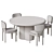 Modern Concrete Dining Table Set 3D model small image 4