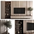 Plaster & Wood TV Wall Set 3D model small image 1