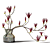 Elegant Magnolia Branch in Glass Vase 3D model small image 1
