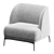 Elegant Velvet Lounge Chair 3D model small image 2