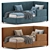 Chic Slipp Bed in Velvet 3D model small image 1