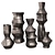 Rustic Crumpled Vases Collection 3D model small image 1