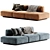 Margo Type Fabric Sofa 3-Seater 3D model small image 3