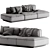 Margo Type Fabric Sofa 3-Seater 3D model small image 5